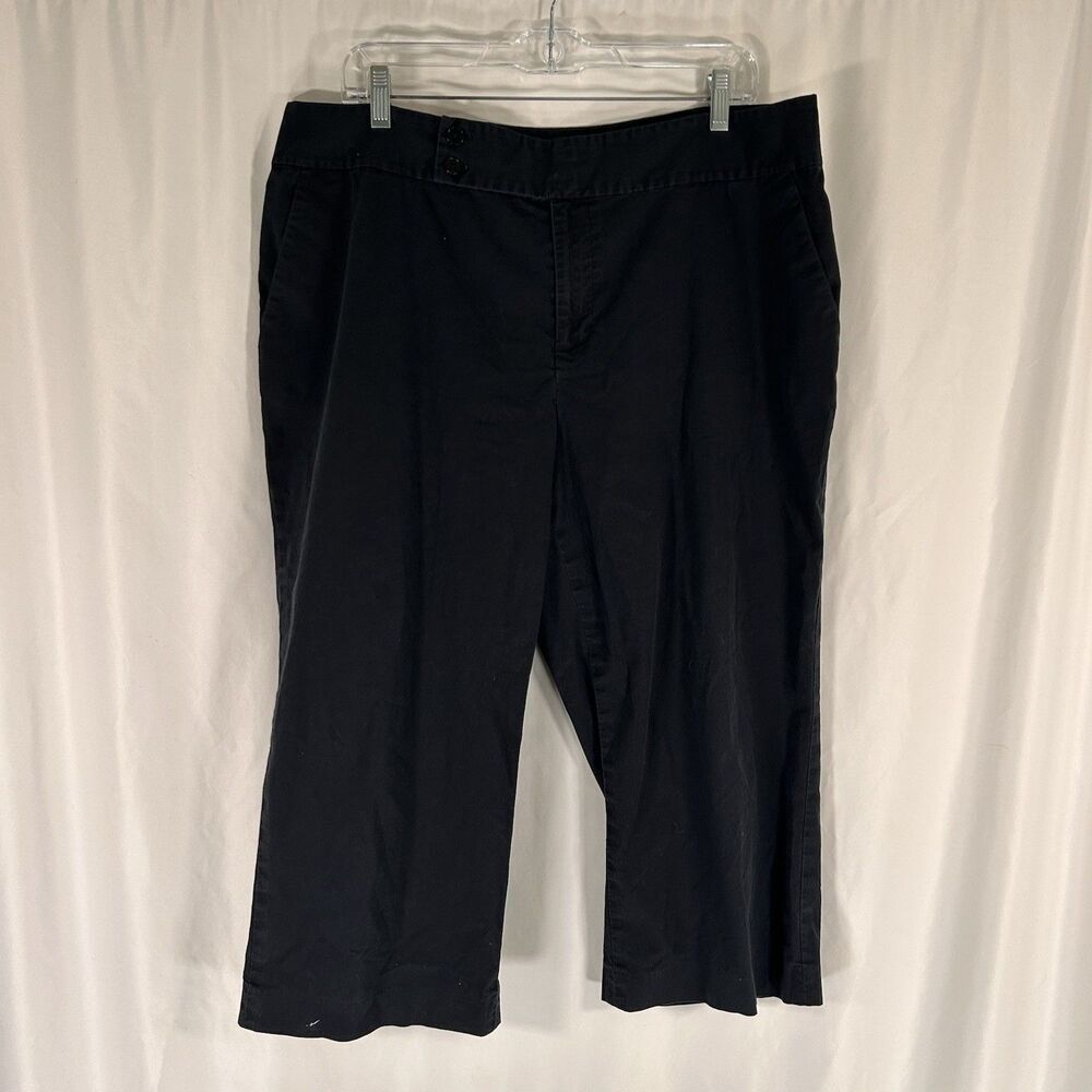 Lauren Ralph Lauren Pants Women's 16W Black High Rise Lightweight Cotton Cropped